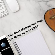 Camtronome app installed on a mobile next to an instrument