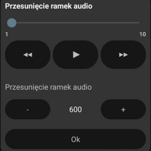 Zrzut ekranu ustawienia przesunięcia ścieżki audio