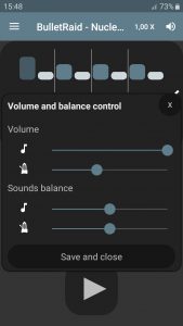Volume and balance settings screenshot