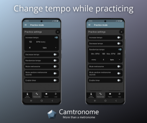 Practice settings - change tempo